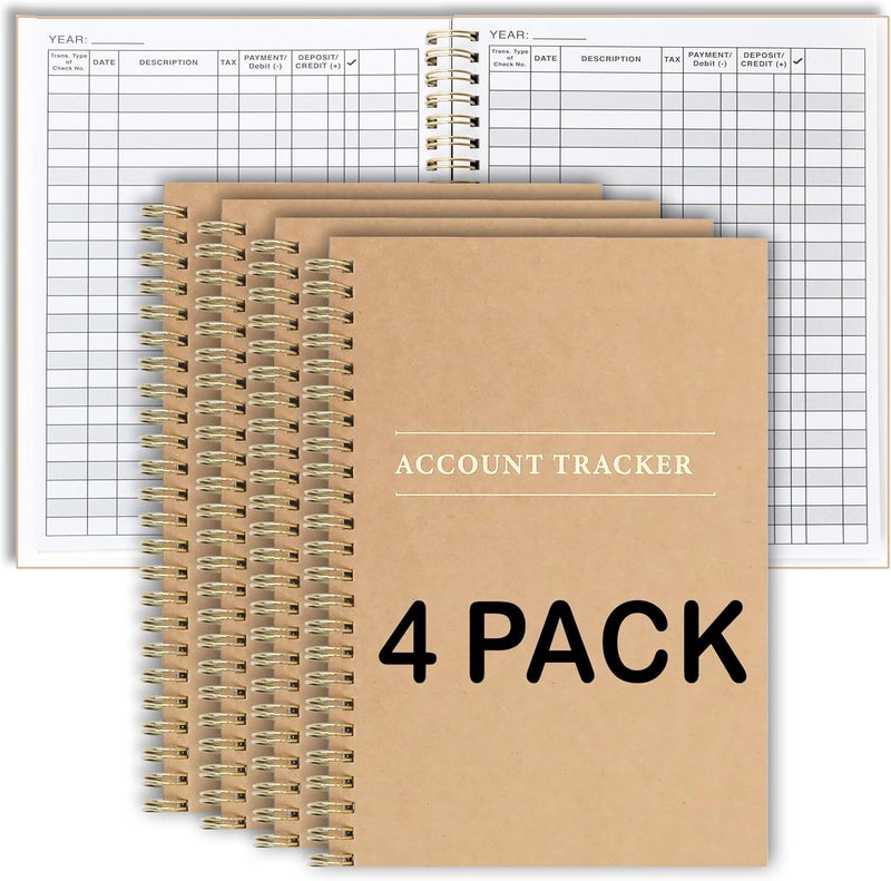 Eryqas 4 Pack Accounting Ledger Books for Home Budget Tracking, Business Bookkeeping - Home Expense Tracking Notebook - Expense Ledger for Small Business Bookkeeping - Bookkeeping Book (100 Pages 4 Pack) - Image 1